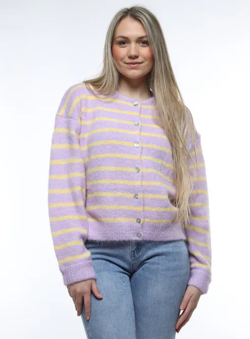 Hoofdbeeld Stockholm Cardigan lila/geel